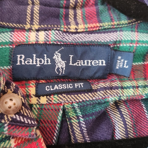 Vintage Genuine Ralph Lauren Mountain Equipment Plaid Flannel Men's Size L Red - Picture 2 of 6